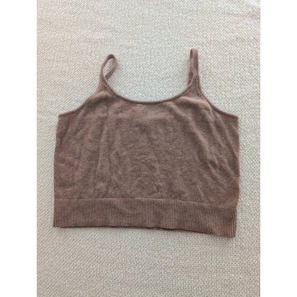 Old Navy Tops - Old Navy Womens L Brown Knit Cropped Cami Tank Top Layering Neutral Scoop Neck